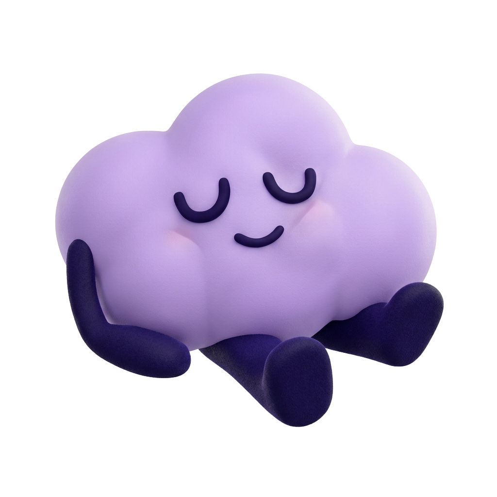 Mascote roxo da Fôlego descansando